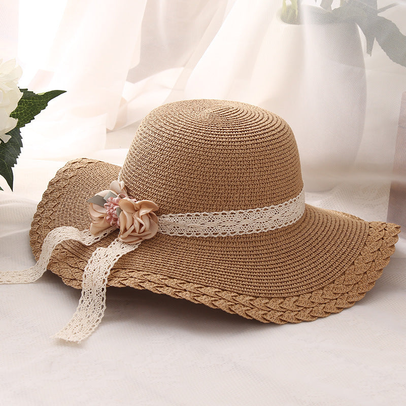 Flower Lace Children's Sunscreen Shade Straw Hat