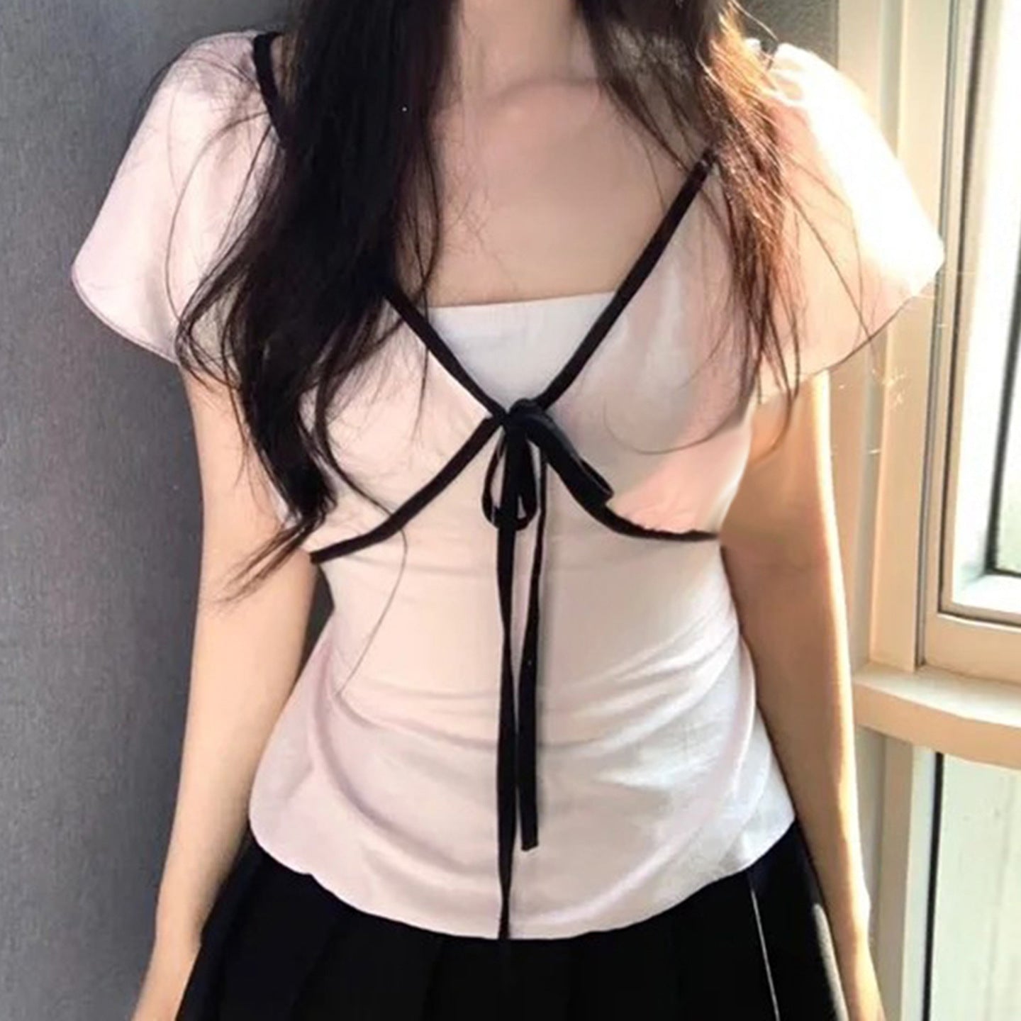 Pure Desire Style Girl Design Sense Slim Fit Slimming Top