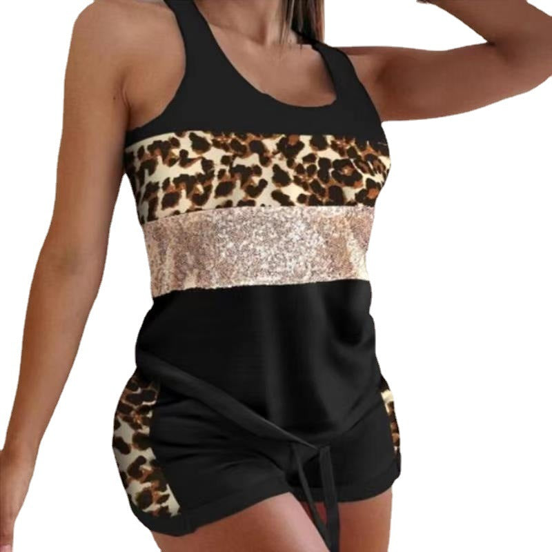 Women's Two-piece Multicolor Printing Shorts Suit