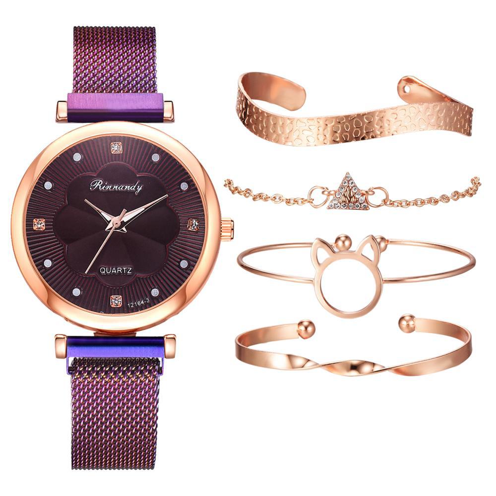 Casual Flower Dial Alloy Mesh Strap Quartz Watch
