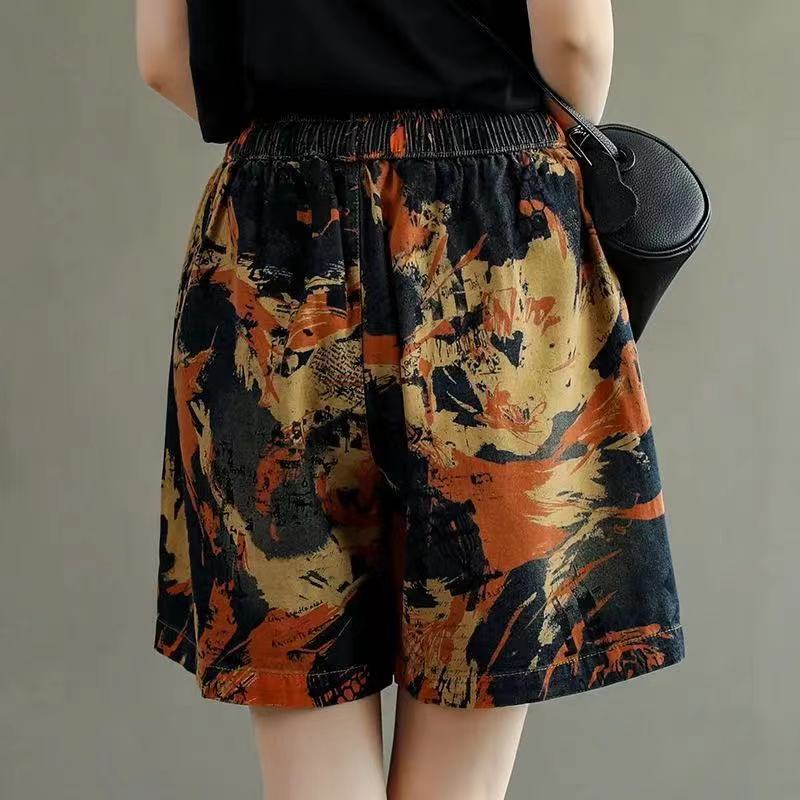 Women's Summer High Waist Cotton Print Shorts