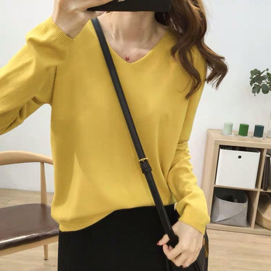 Solid Color Inner Wear Bottoming Shirt Sweater For Women