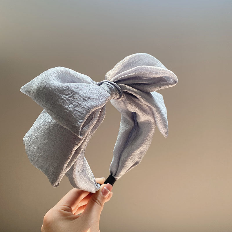 Seersucker Oversized Bow Headband High Sense Wide-brim Hair Accessories
