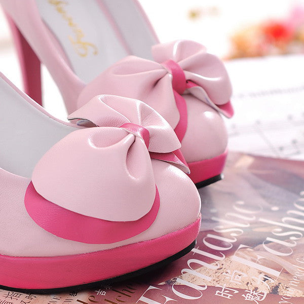 High-heeled round toe sweet fashion ladies single shoes