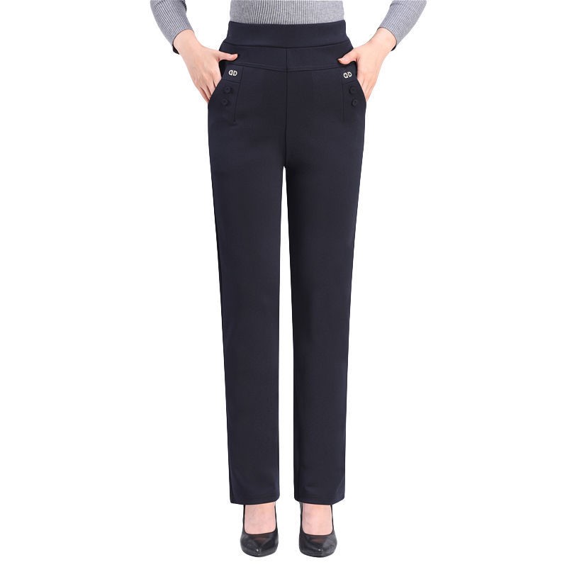 Middle-aged Women's Pants Loose High Waist Straight Casual