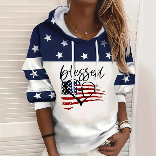 Printed Casual Street-Style Loose-Fit Women's Hoodie