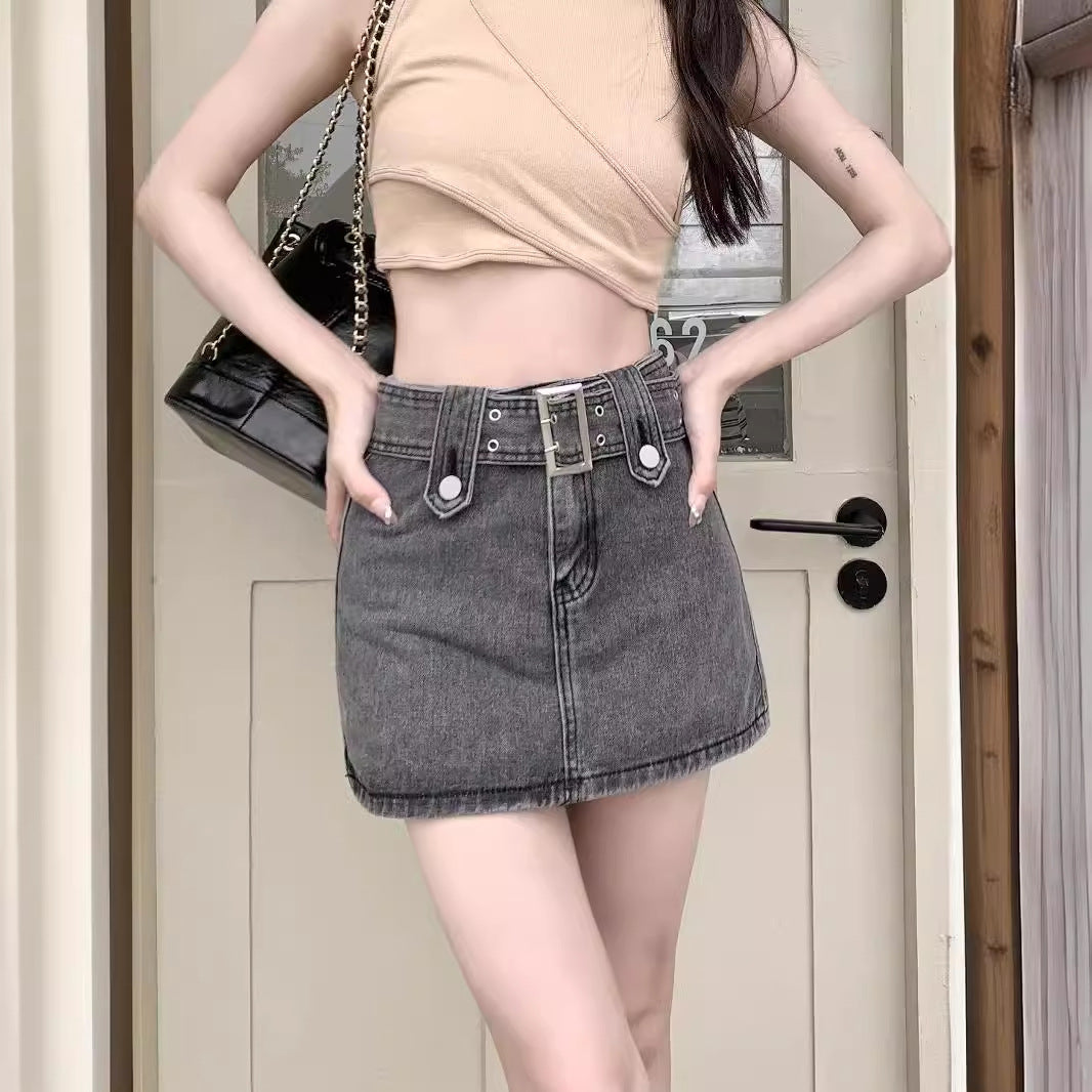 European And American Hot Girls Denim Pantskirt Anti-exposure A- Line Sheath