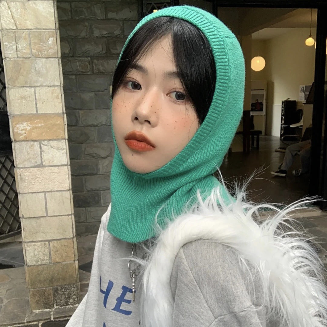 Women's Warm Integrated Bib Knitted Hat