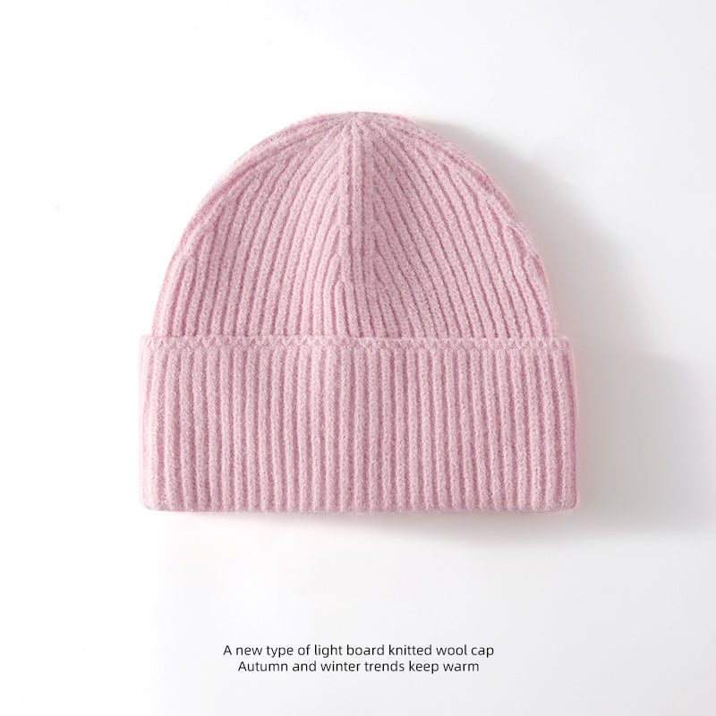 Fashion Solid Color Wool Hat Loose Warm