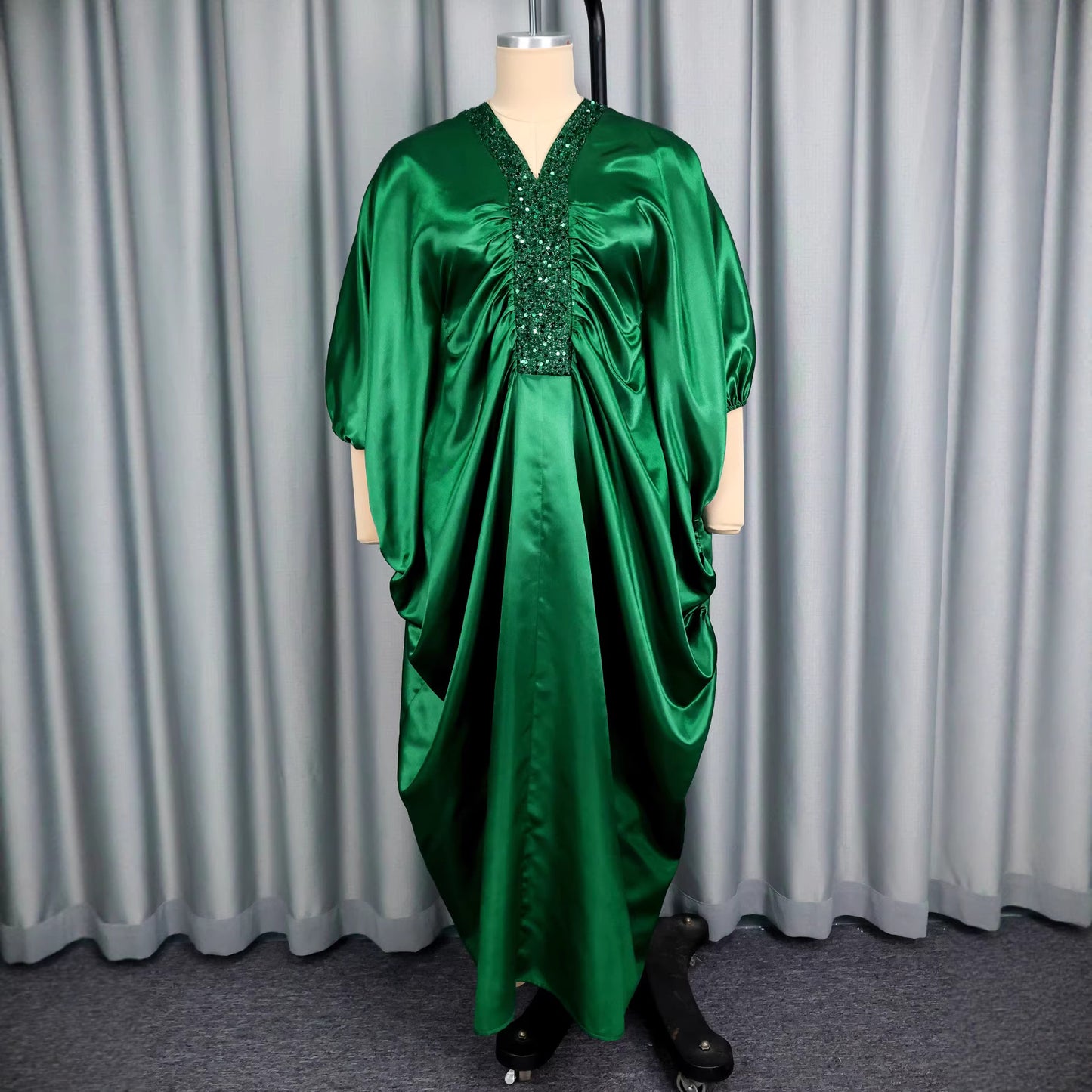 Women's Patchwork Sequin Batwing Sleeve Dress