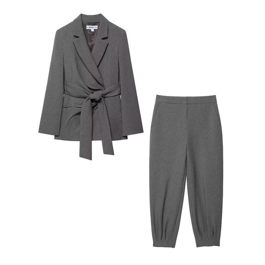With Padded Shoulder Belt Suit Jacket Bloomers Suit