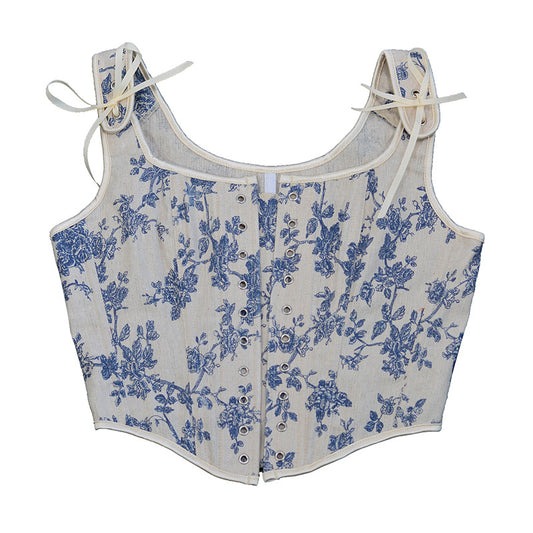 French Style Vintage Fishbone Corset With Straps