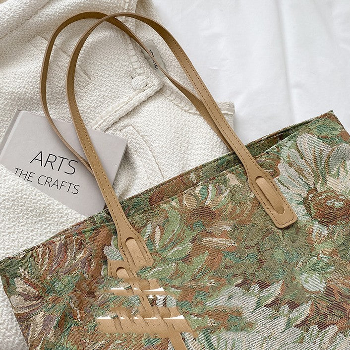 Korean Version Of The Oil Painting Graffiti Bucket Bag Ethnic Style