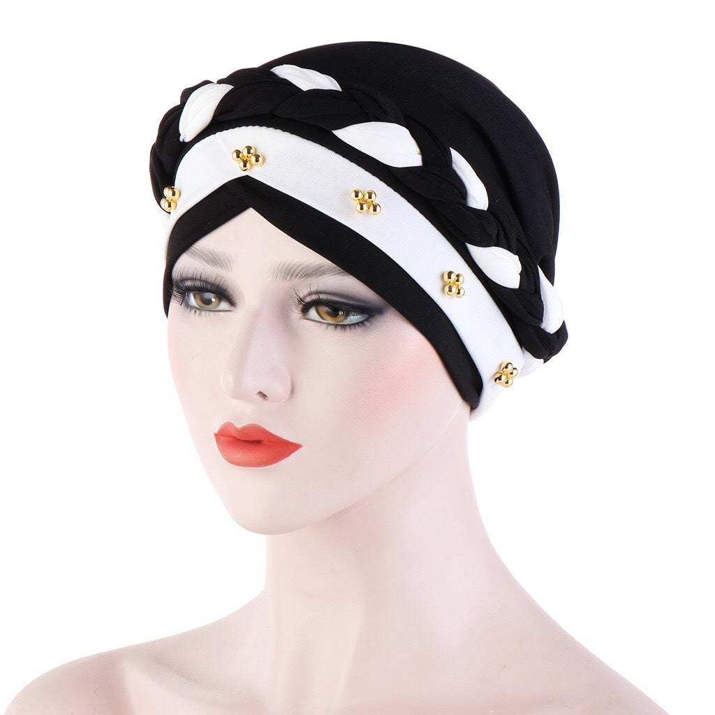 New Multi-color Crystal Hemp Three-layer Turban Hat