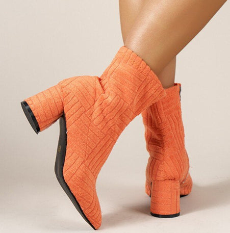 Women's Shoes Pointed Toe Zip High Heel Boots Fashion