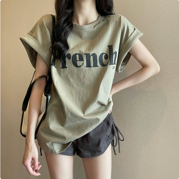 Off-shoulder Short-sleeved T-shirt Loose Women's Summer Top