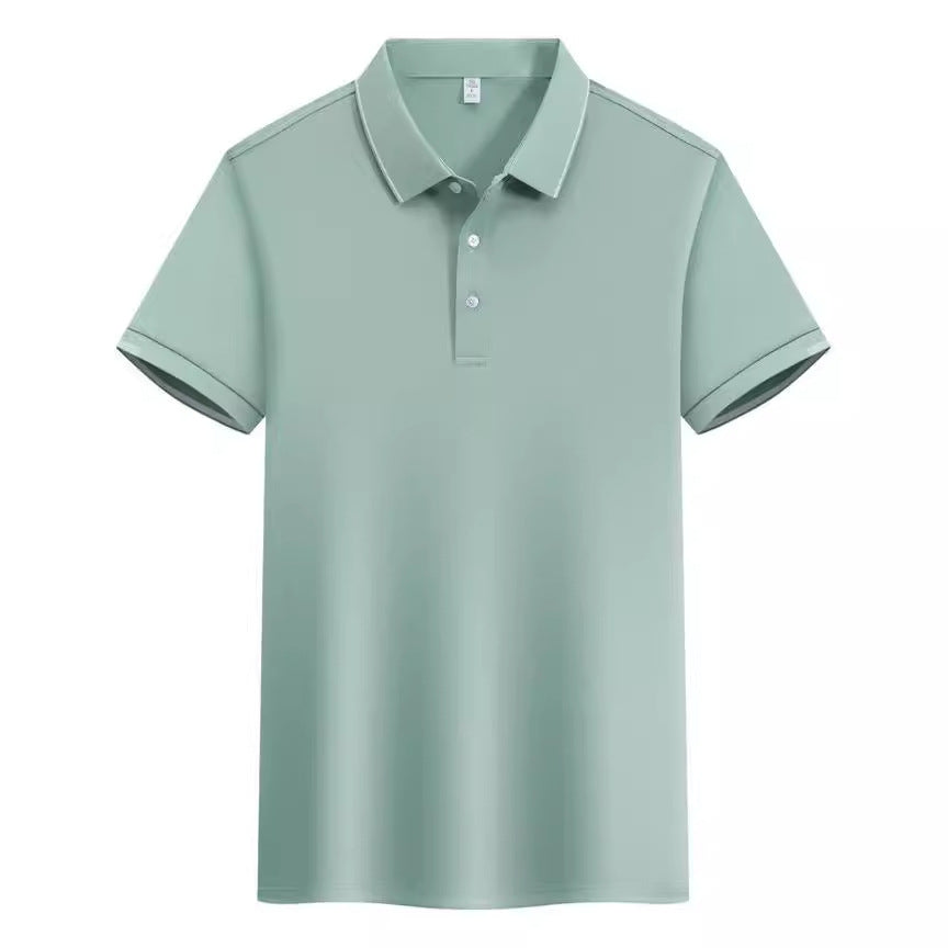 ICE Cotton Single Side Color Secondary Collar Lapel Short Sleeve Polo Shirt
