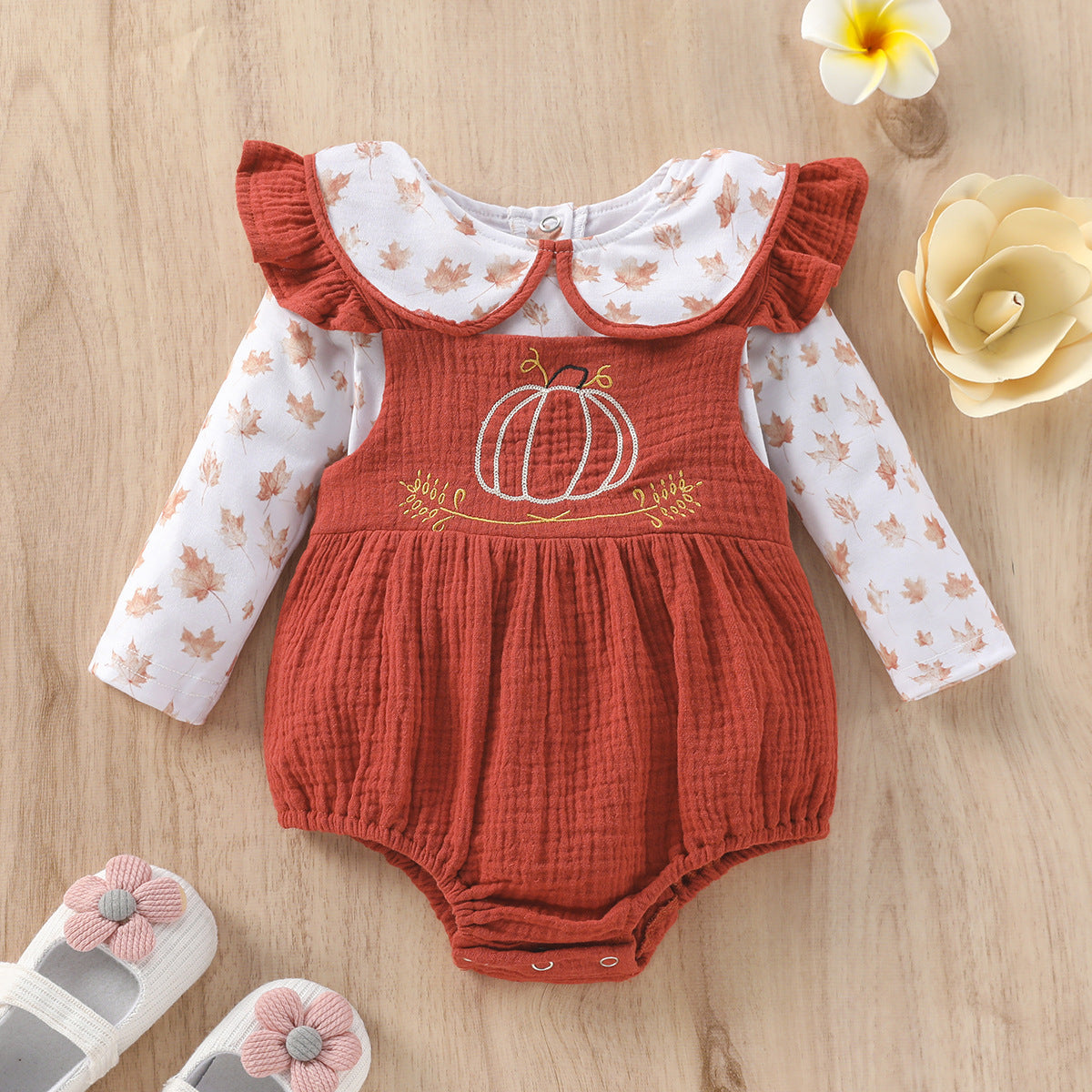 Baby Girl Doll Collar Long Sleeve Romper