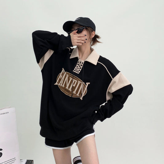 Versatile Loose Waffle Long Sleeve Sweater