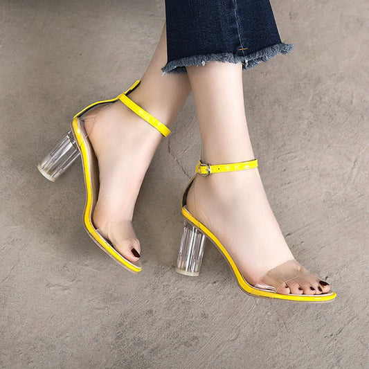 Korean Style Transparent Crystal High Heel Sandals