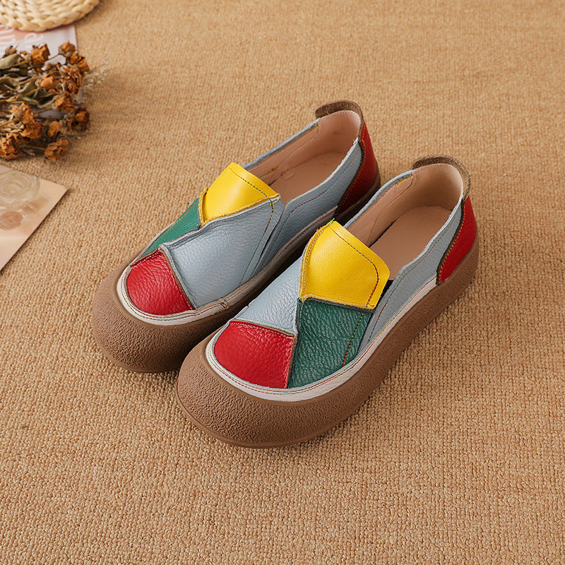 Made From Genuine Leather With A Patchwork Color Design
