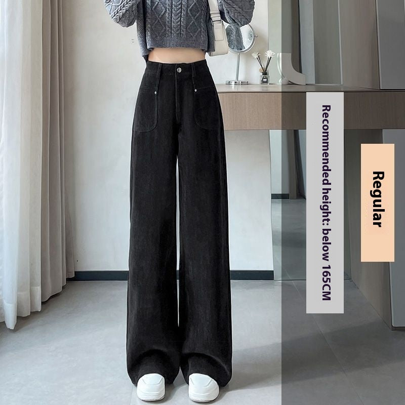 Chenille Woolen Wide-leg Pants Women's Thickened Straight Suit Pants Corduroy