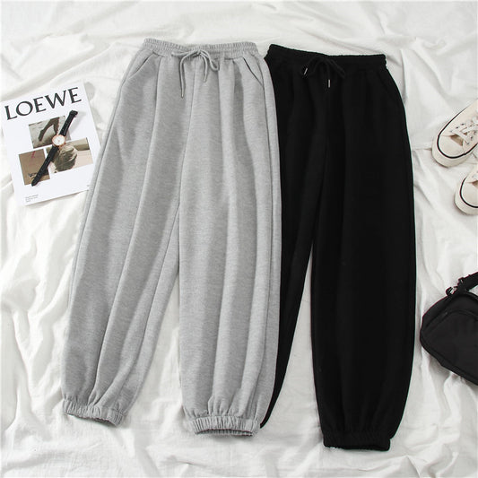 Fleece-lined Outer Wear Straight-leg Ankle-banded Pants