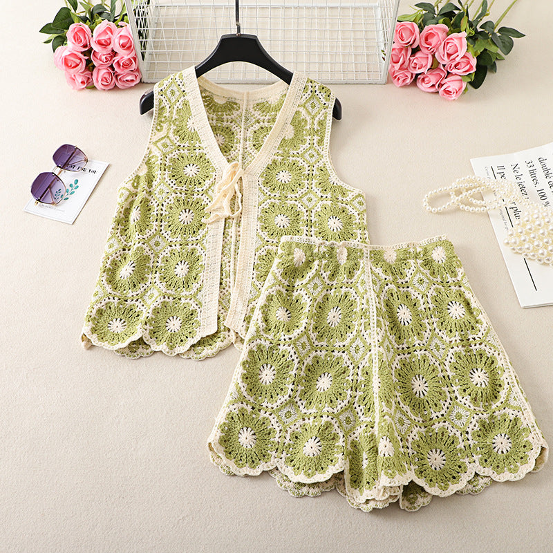 Beautiful Vest Top Shorts Colorful Suit