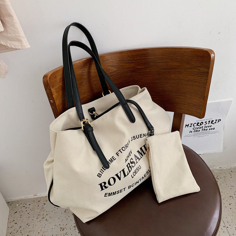 Large Capacity Canvas Women's Fashion Tote Tote Simple Shoulder Bag