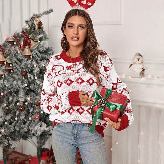 Long Sleeve Round Neck Knitted Christmas Sweater