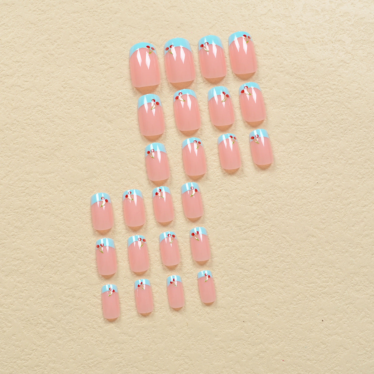 European And American Wear Armor Light Blue French Nail Patch