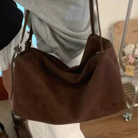High-Capacity Suede-Like Fabric Retro Trendy Shoulder Bag