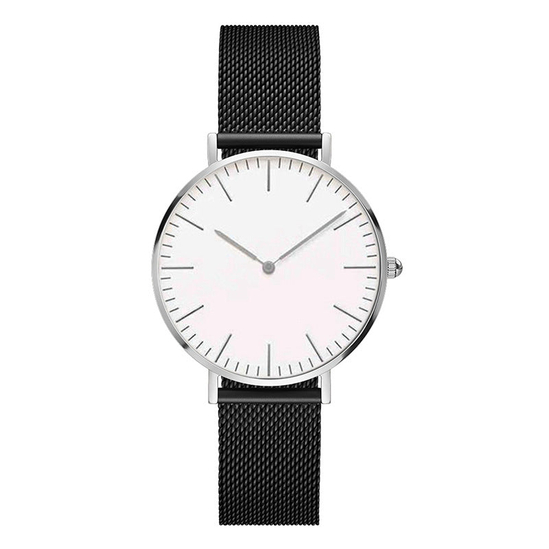 Steel strap watch double needle rose gold ultra-thin quartz men's watch