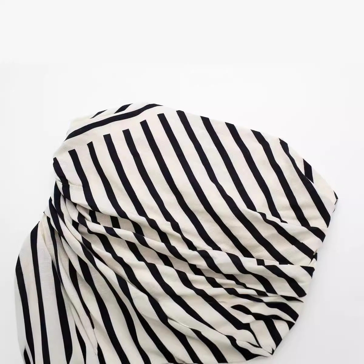 European And American Style Striped Straight Collar Off-the-shoulder Tube Top Top