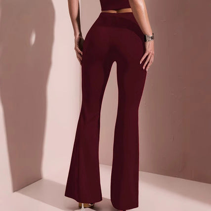Fashionable Elegant Pleated Slim Casual Flared Pants