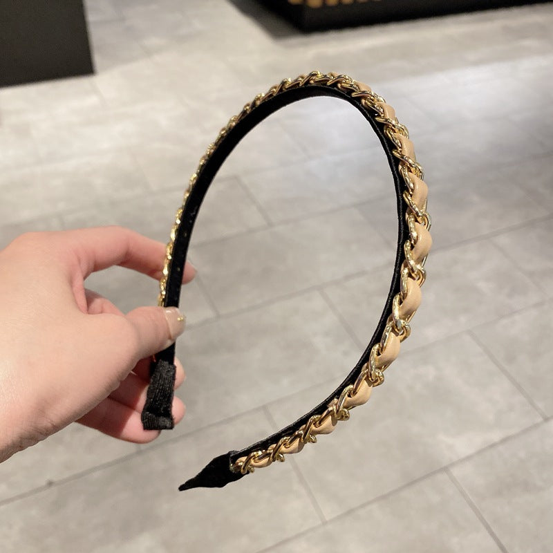 Fashion Chain Pearl Flower Dripping Hair Band