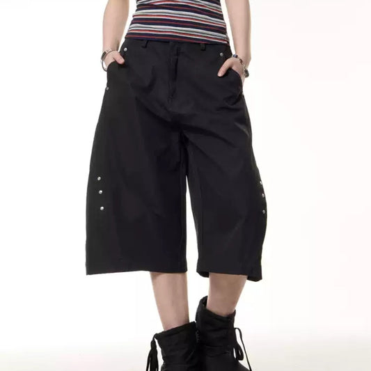 Retro Rivet Machete Cropped Trousers Casual