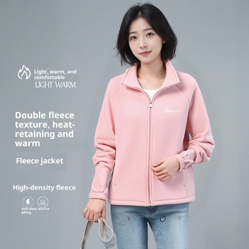 Fleecelined Polar Fleece Jakke Varm Ståkrave Cardigan