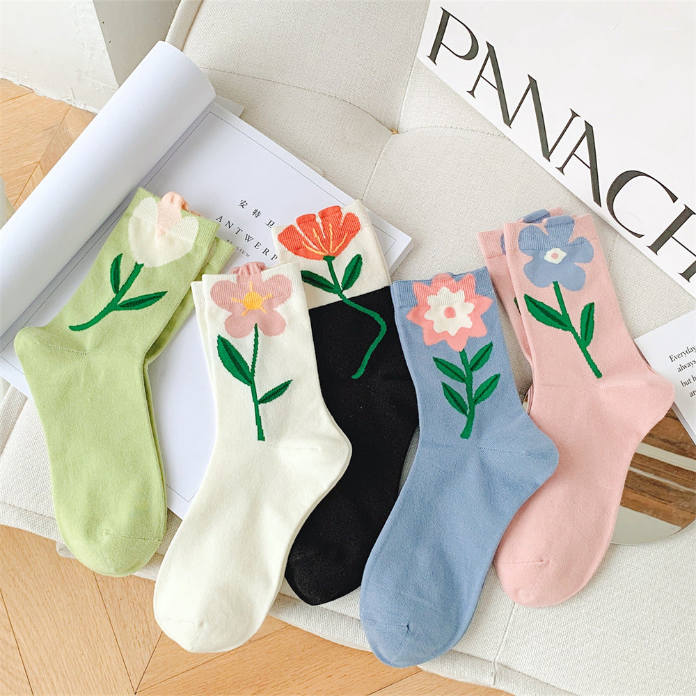 Dadongmen All-match Tulip Pile Socks Cute Stockings