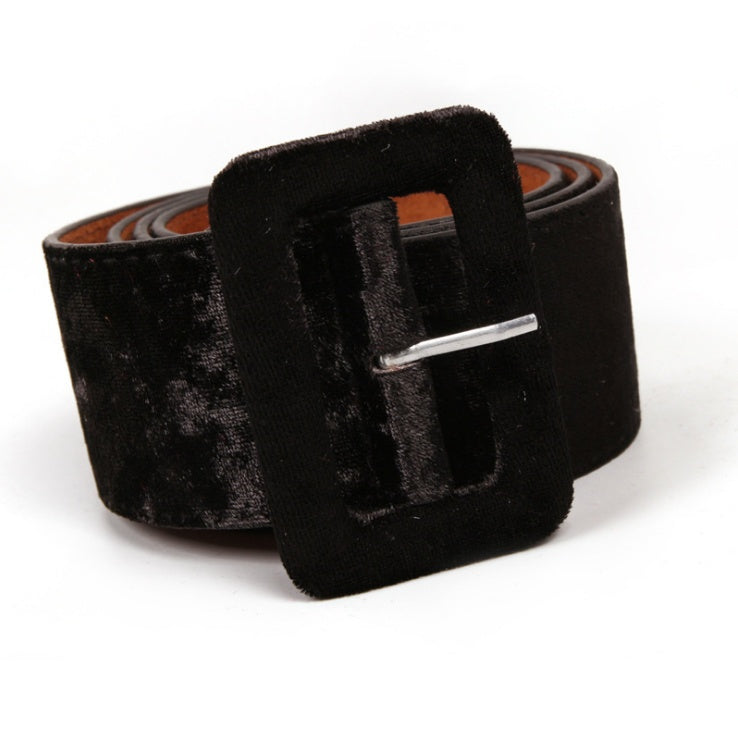 Ladies Gold Silk Velvet Coat Leather Belt