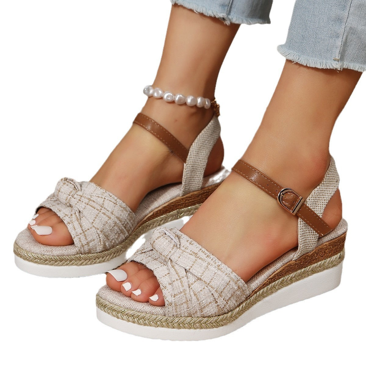 Women's Buckle Wedge Platform Sandals