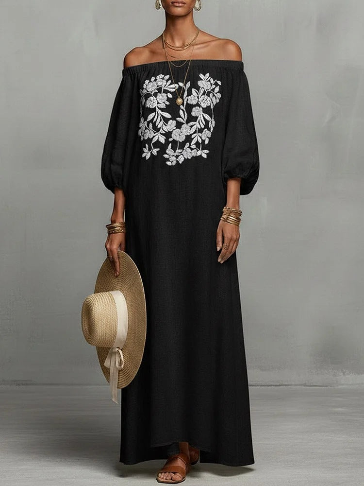 Off-shoulder Long Dress Vacation Dress