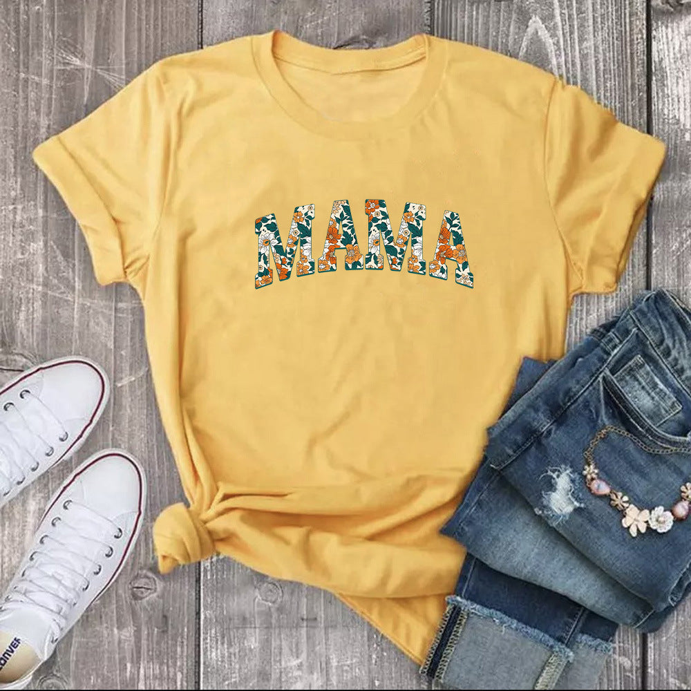 MAMA Mother's Day Letter Printed Casual T-shirt