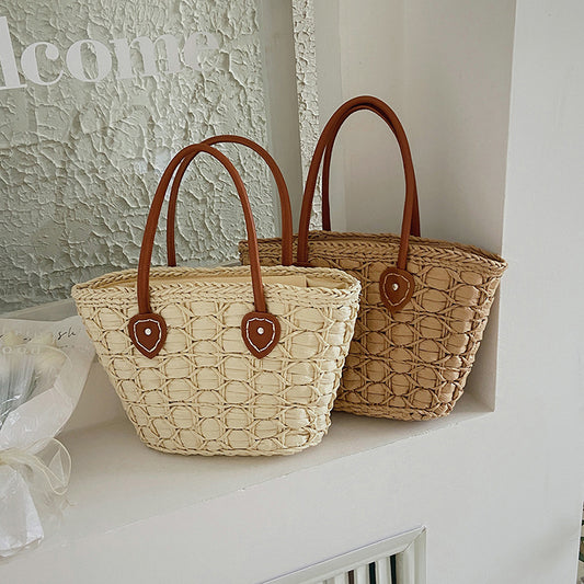 Fashionable One-shoulder Large-capacity All-match Straw Basket Bag
