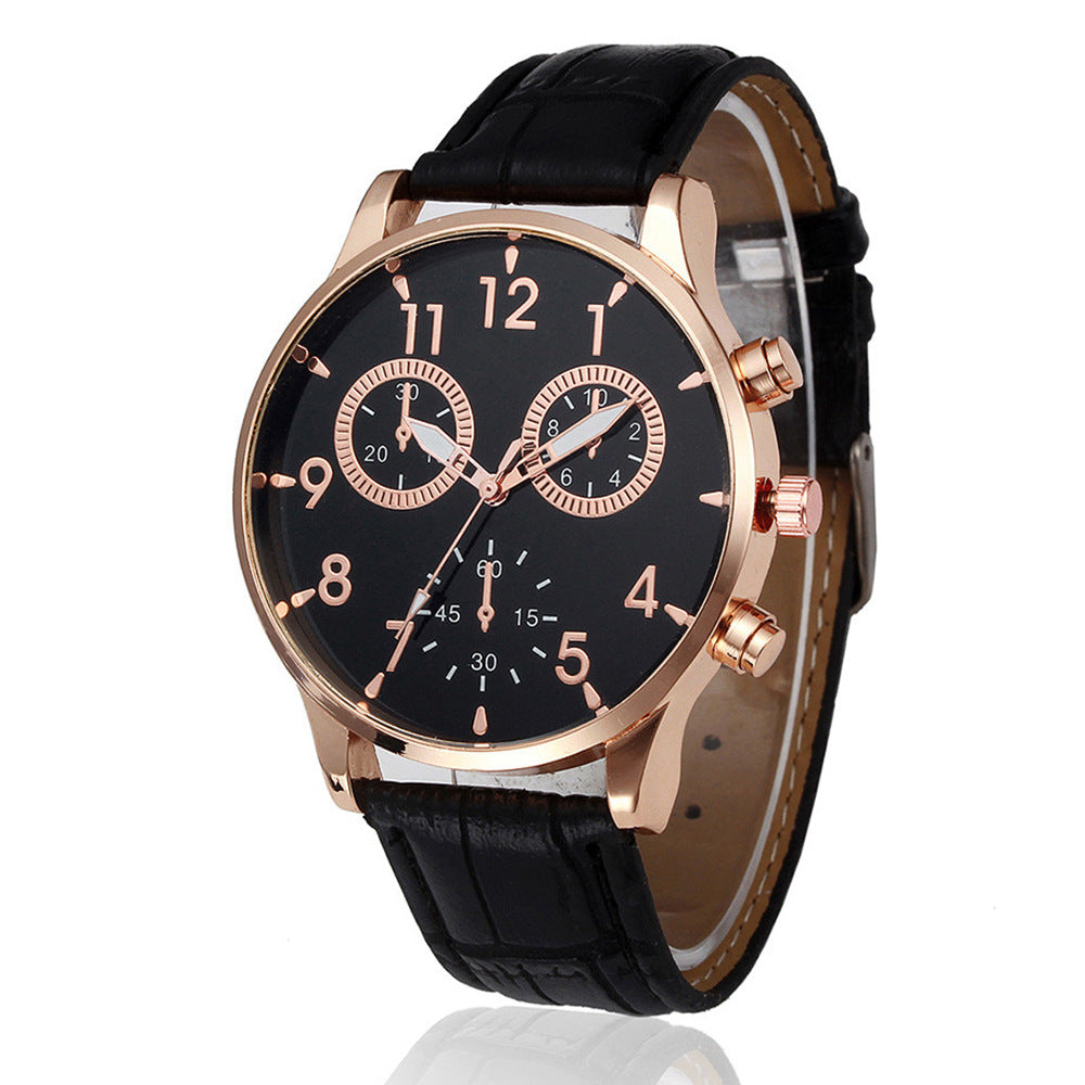 Fashion simple fake two-eye belt watch quartz watch