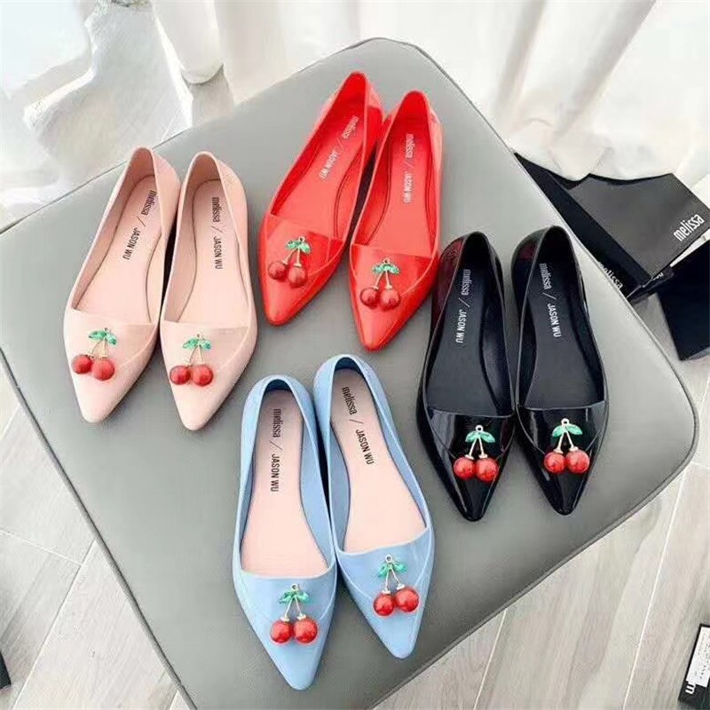 Fashion Pointed Cherry Jelly Women's Shoes Flat