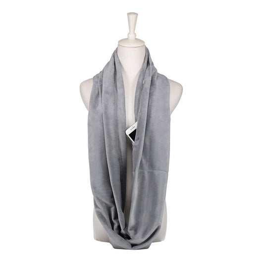 High Quality Soft Plush Warm Scarf Unlimited Zipper Travel Pocket Bib