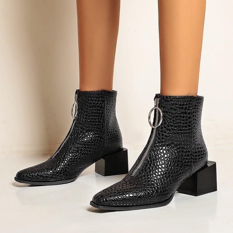 Women's Autumn And Winter Plus Size Women's Boots Snakeskin And Nude Boots High Heel Martin Boots