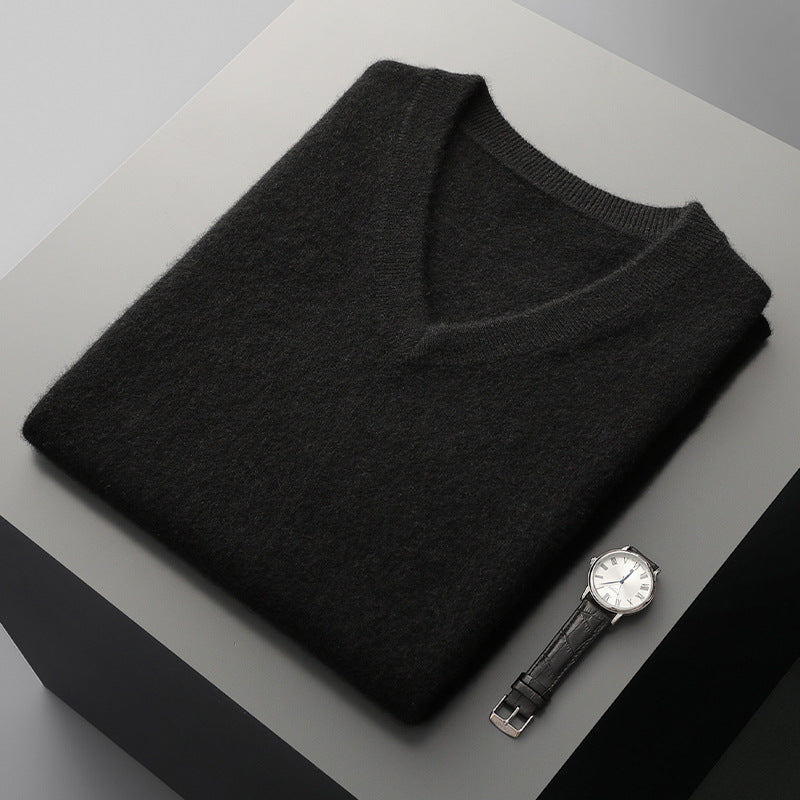 Afslappet ærmeløs V-hals sweater til midaldrende