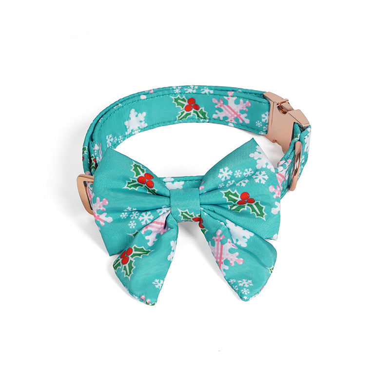 Pure Cotton Dog Necklace Christmas Flower Color Removable Bow Tie Pet Neck Ring
